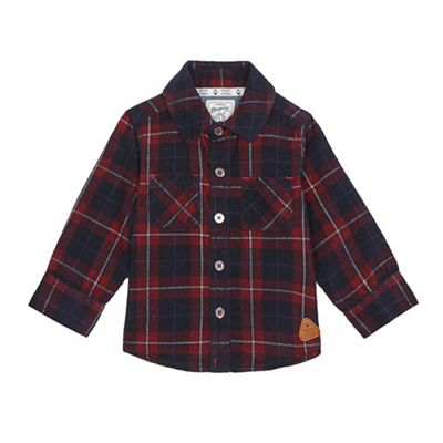 Baby boys' navy and red checked cord shirt